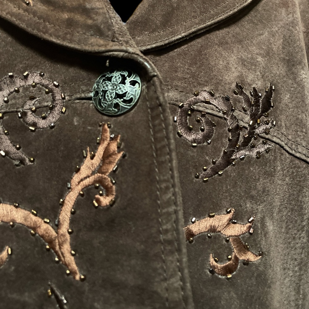 Funky brown suede jacket, Coldwater creek designs size PL - Picture 3 of 8